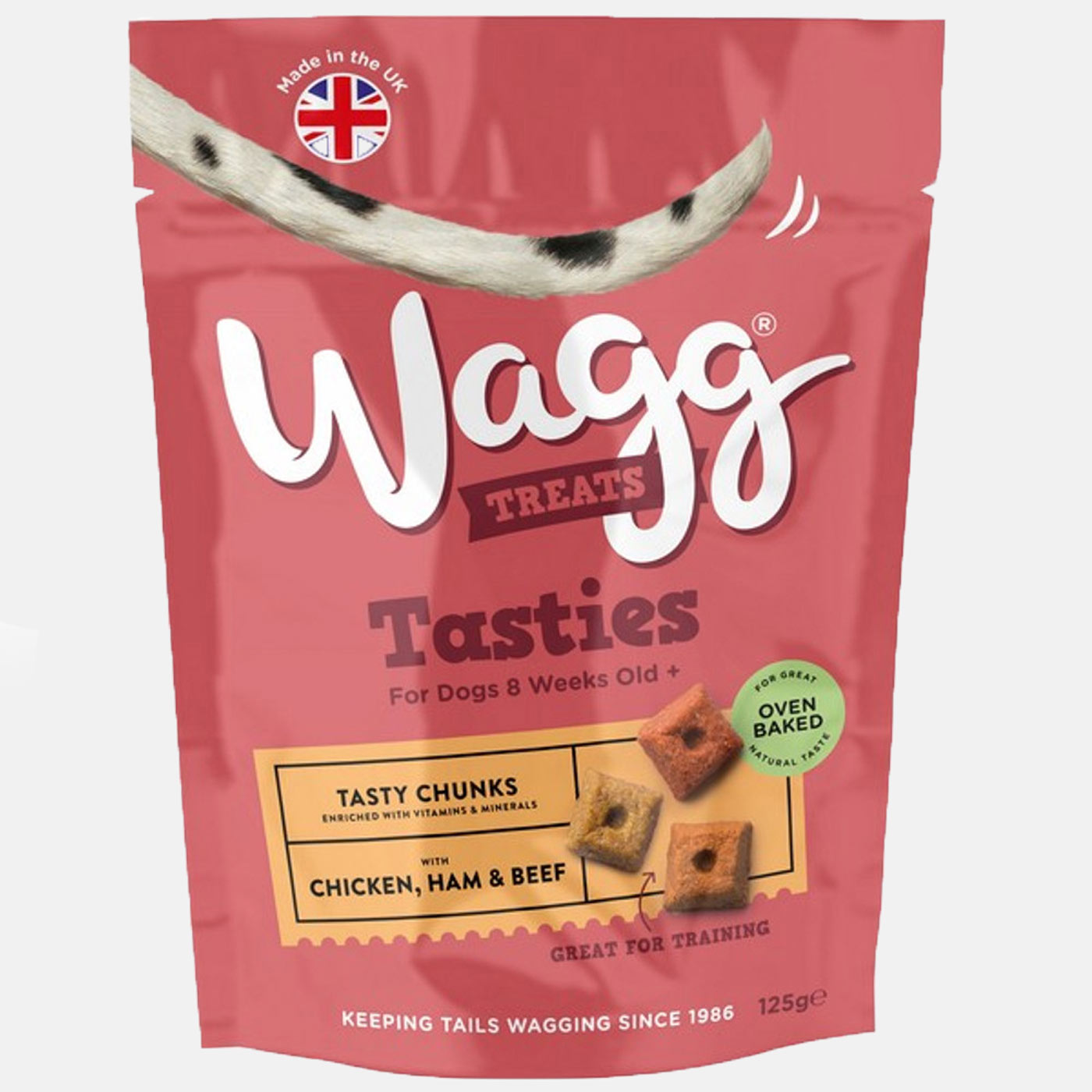 Wagg Tasty Chunks with Chicken, Ham & Beef Dog Treats 125g