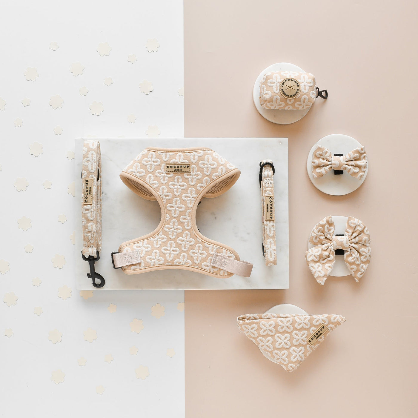 Cocopup London Vanilla Flower Luxe Adjustable Neck Harness