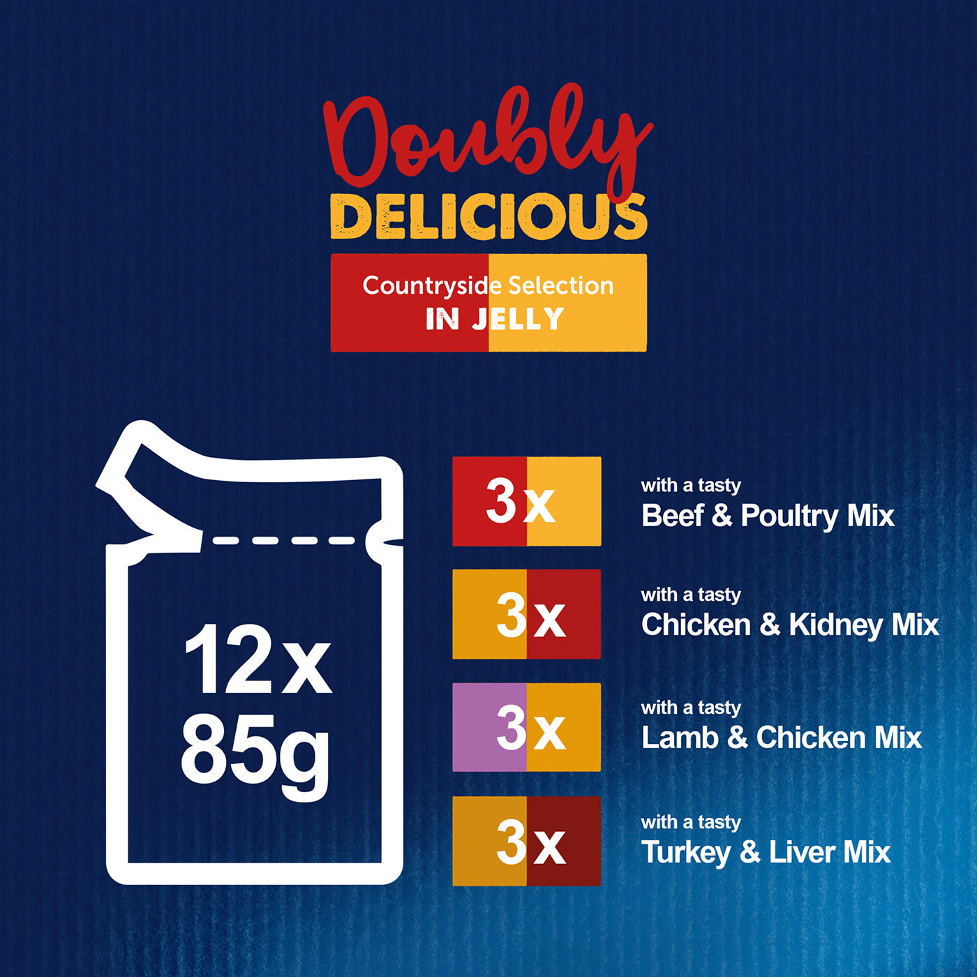 Felix Doubly Delicious Countryside Selection in Jelly Wet Cat Food (12 x 85g)
