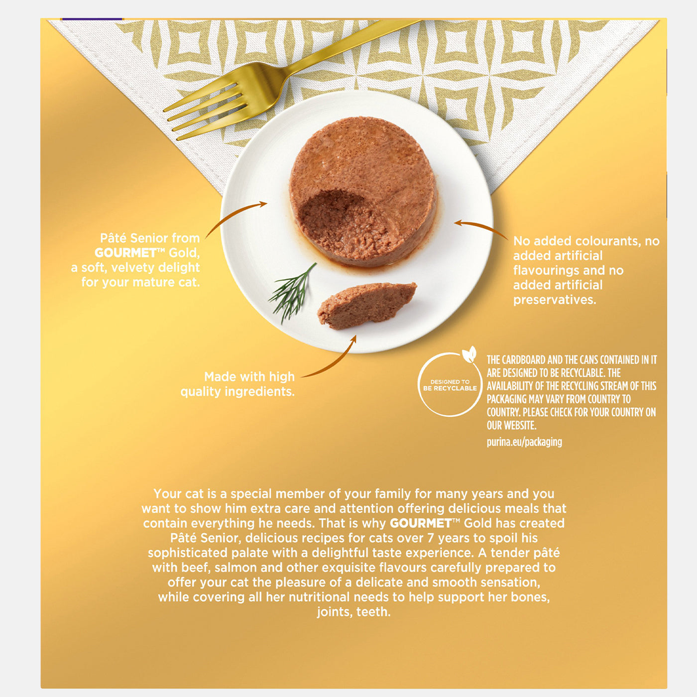 Gourmet Gold Senior Pate Salmon & Ocean Fish Cat Food (8 x 85g)