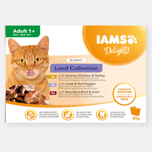 Iams Delights Cat Food Land Collection in Gravy (8 x 85g)