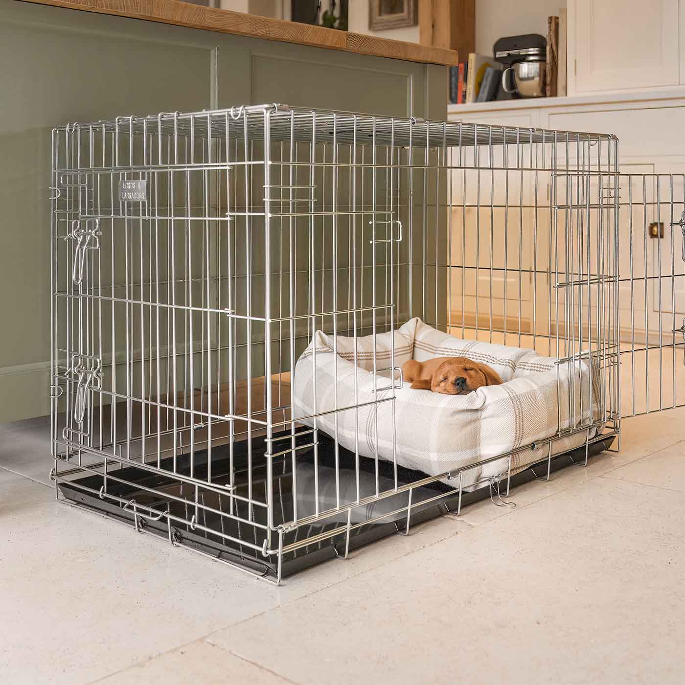 Cosy & Calm Puppy Crate Bed, The Perfect Dog Crate Accessory For The Ultimate Dog Den! In Stunning Natural Tweed! Available Now at Lords & Labradors