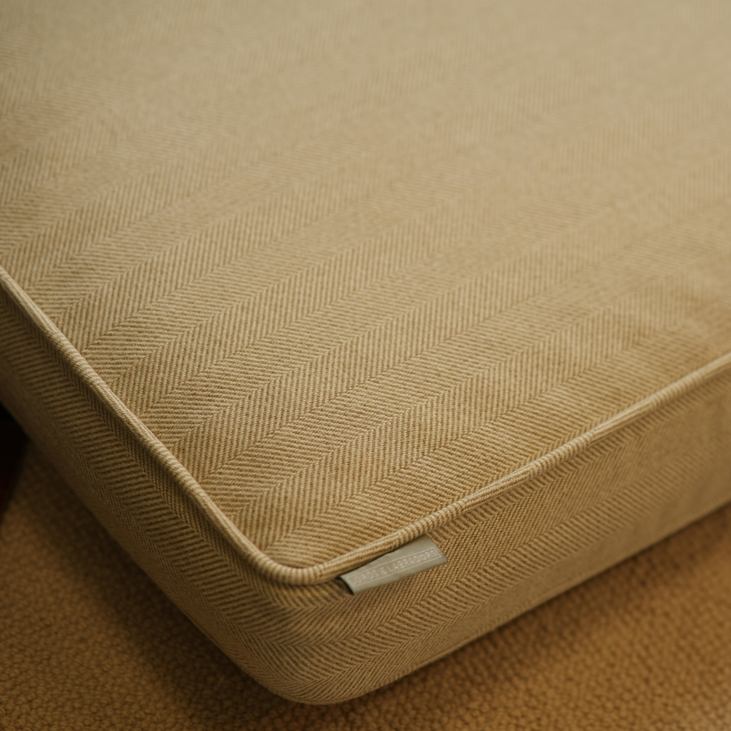 Dog Cushion in Natural Herringbone Tweed by Lords & Labradors