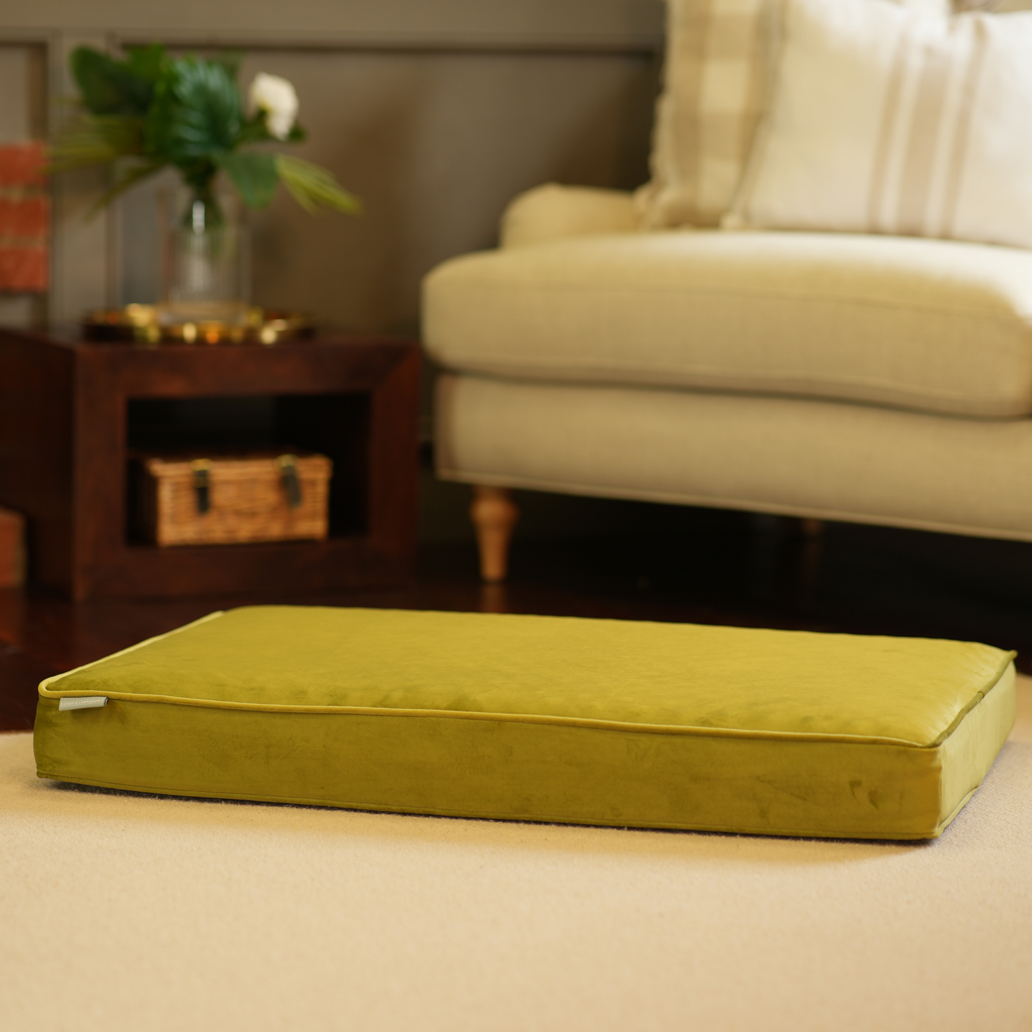 Dog Cushion in Olive Velvet by Lords & Labradors