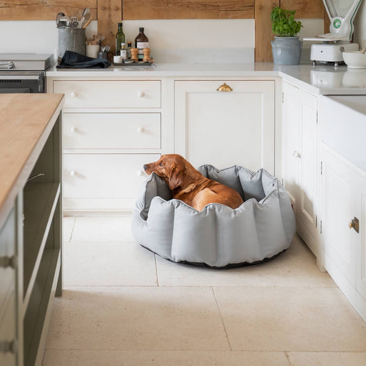 Luxury Handmade High Wall in Rhino Tough Faux Leather, in Granite, Perfect For Your Pets Nap Time! Available To Personalise at Lords & Labradors