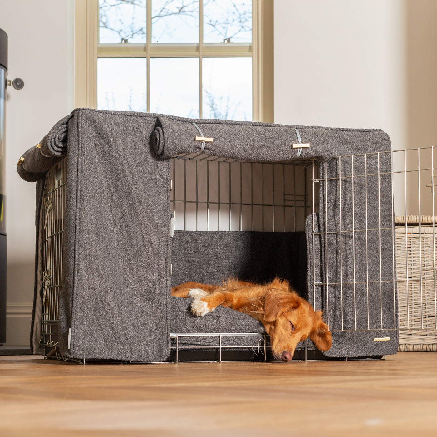 Dog Crate Set In Essentials Herdwick Graphite by Lords & Labradors