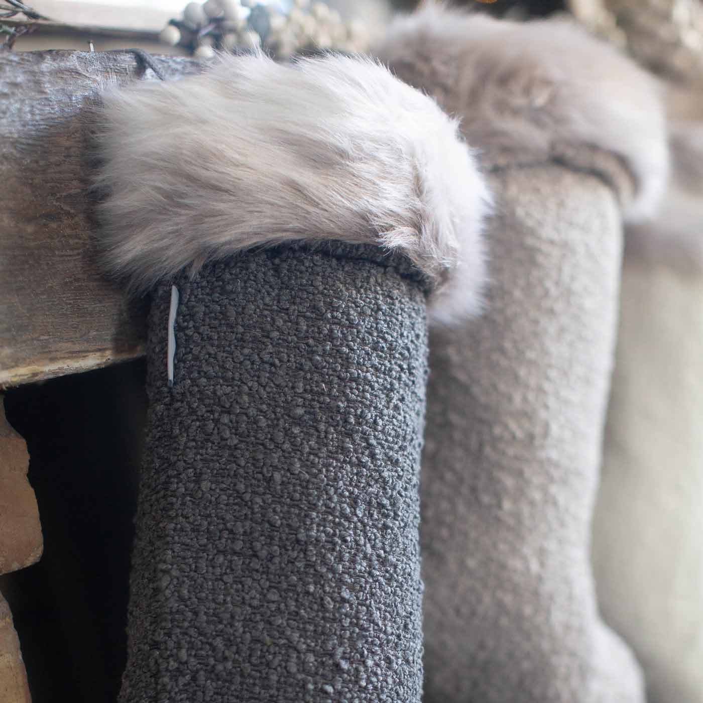 Gift your furry friend the perfect pet Christmas gift with our beautifully crafted Christmas Stocking Sock, fill and gift your pet this festive holiday with the most wholesome gifts for Christmas! Available now in stunning Granite Boucle at Lords & Labradors