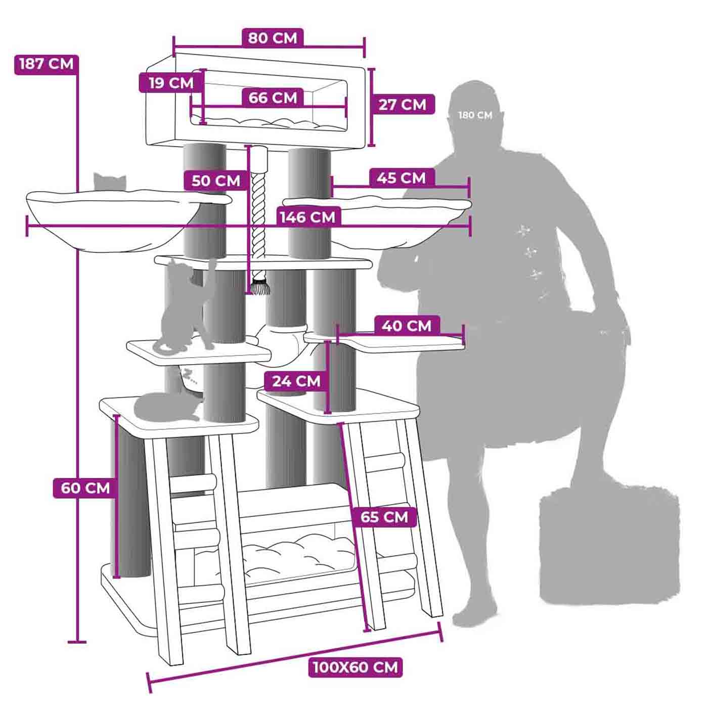 Lucky Rebels Skybox 187cm Cat Tree