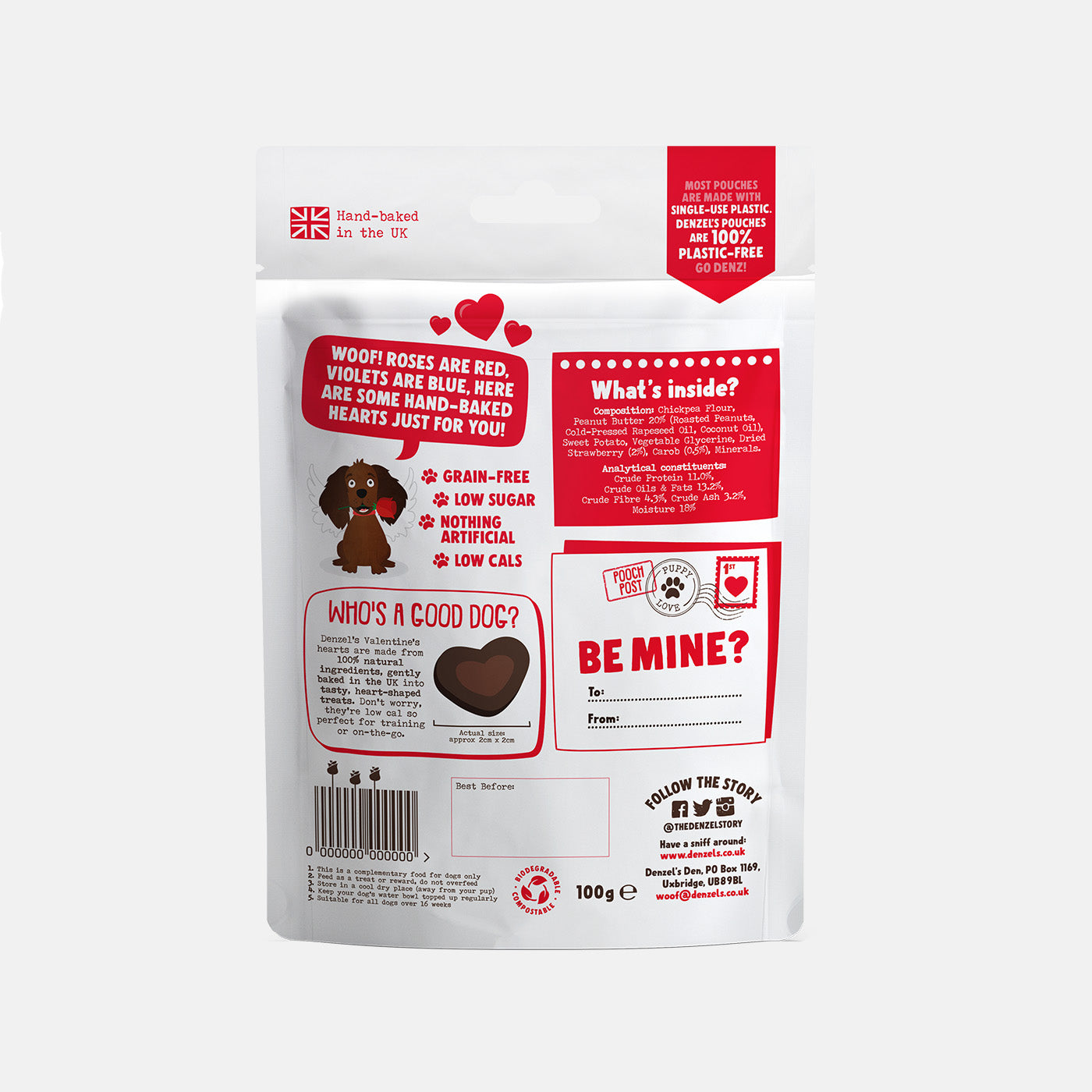 Denzel's Valentine's Peanut & Strawberry Hearts 100g