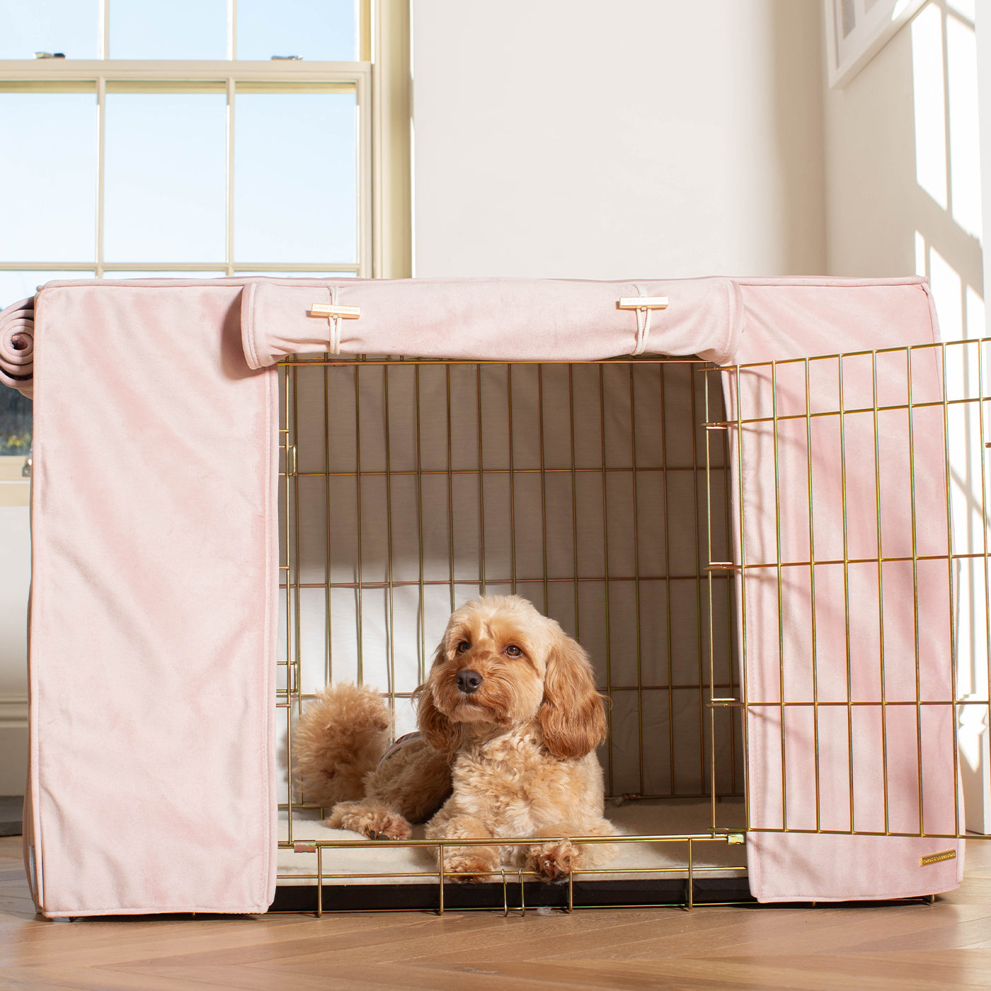 Dog Crate with Crate Cover in Blossom Velvet by Lords & Labradors