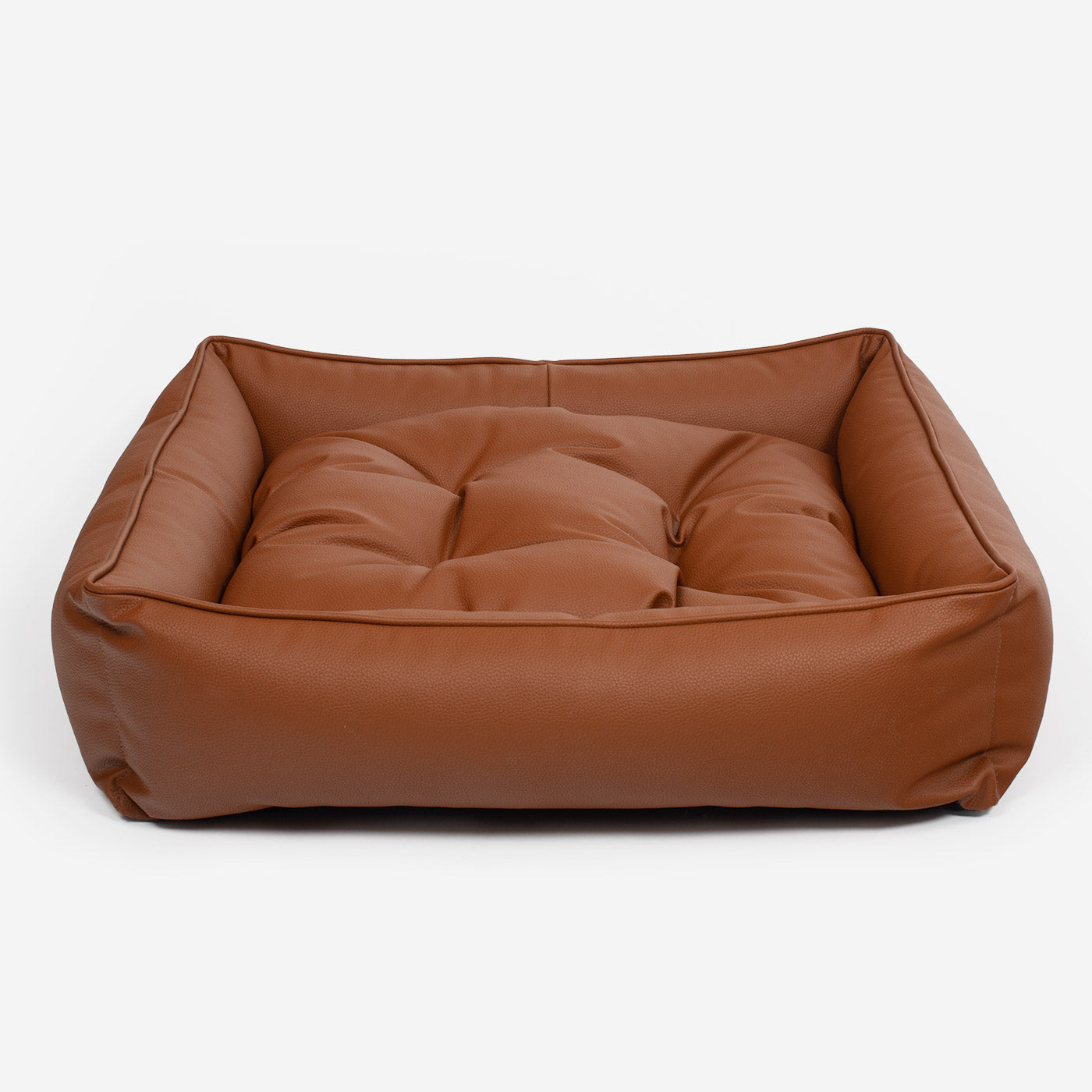 [color:ember] Luxury Handmade Box Bed in Rhino Tough Faux Leather, in Ember, Perfect For Your Pets Nap Time! Available To Personalise at Lords & Labradors