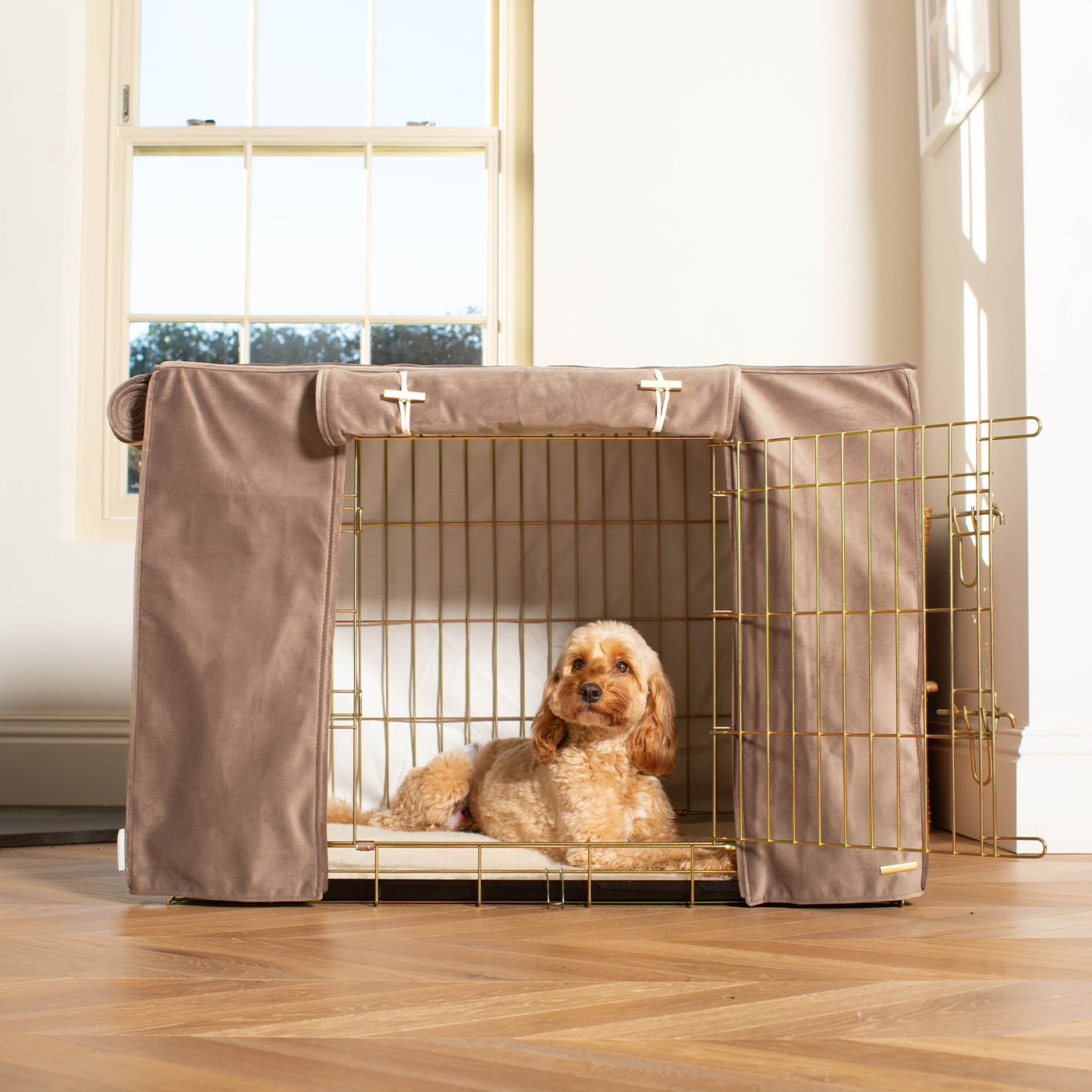 Dog Crate with Crate Cover in Clay Velvet by Lords & Labradors