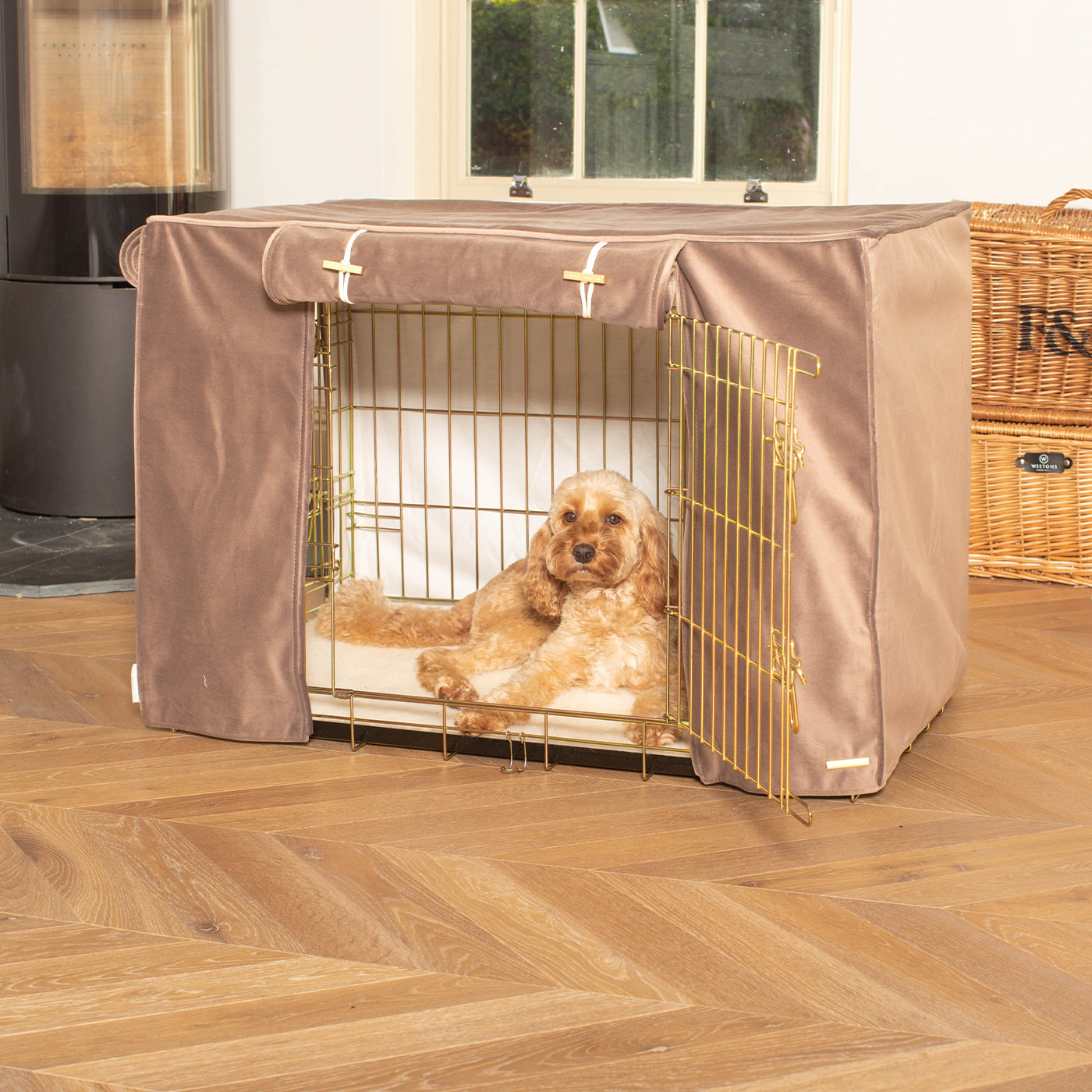 Dog Crate Cover In Clay Velvet by Lords & Labradors
