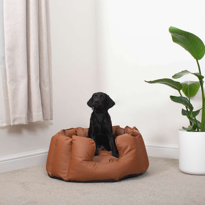 [colour:ember] Luxury Handmade High Wall in Rhino Tough Faux Leather, in Ember, Perfect For Your Pets Nap Time! Available To Personalise at Lords & Labradors