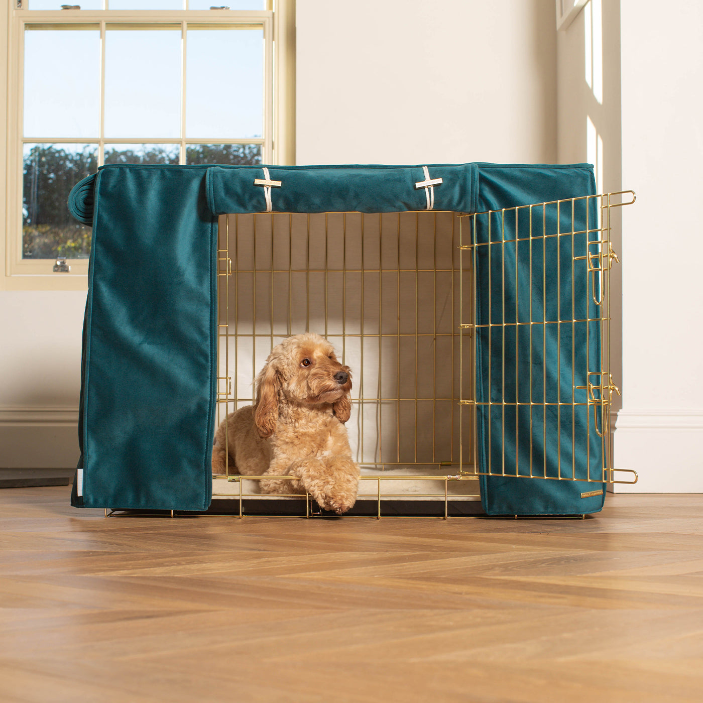 Dog Crate Cover In Marine Velvet by Lords & Labradors
