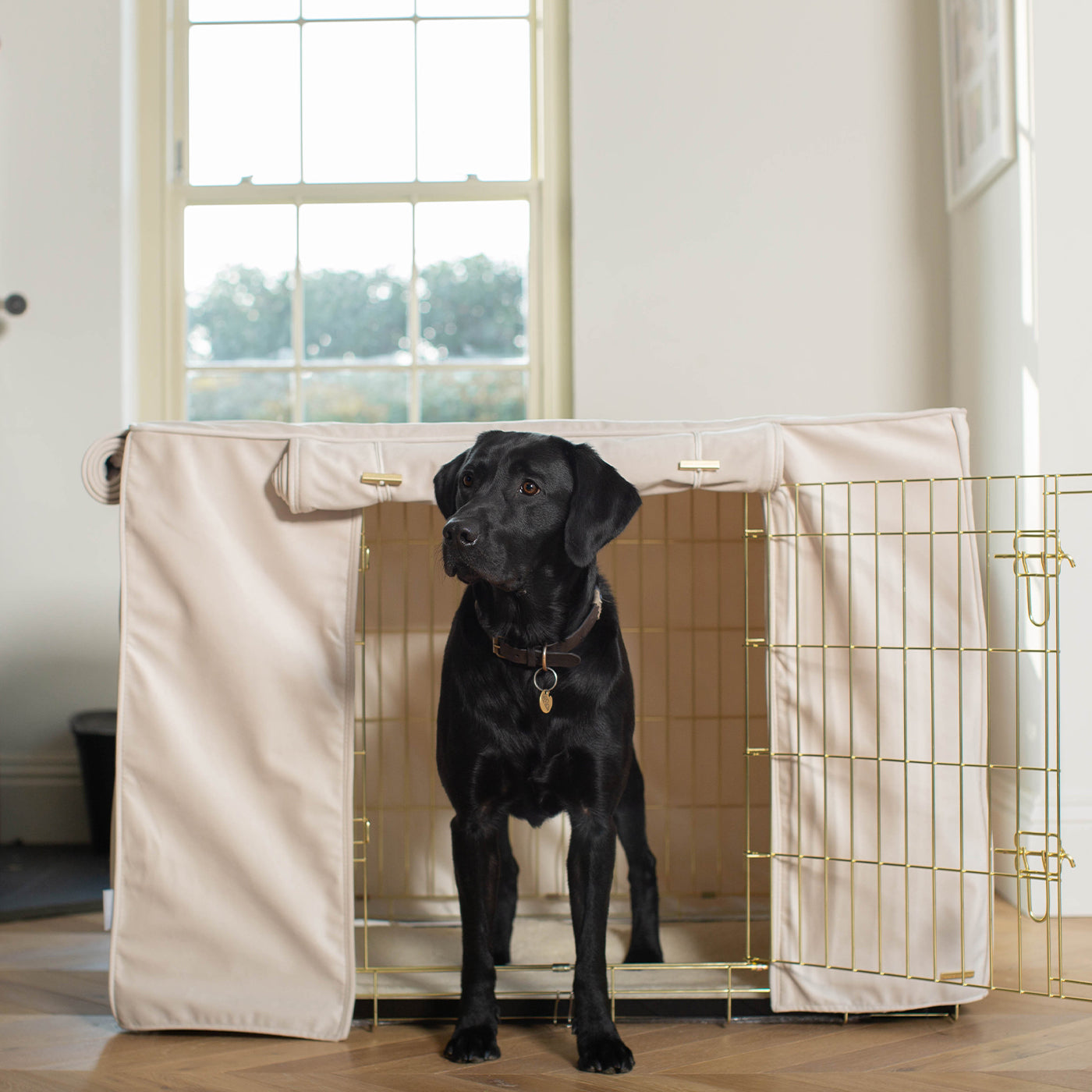 Dog Crate with Crate Cover in Oyster Velvet by Lords & Labradors