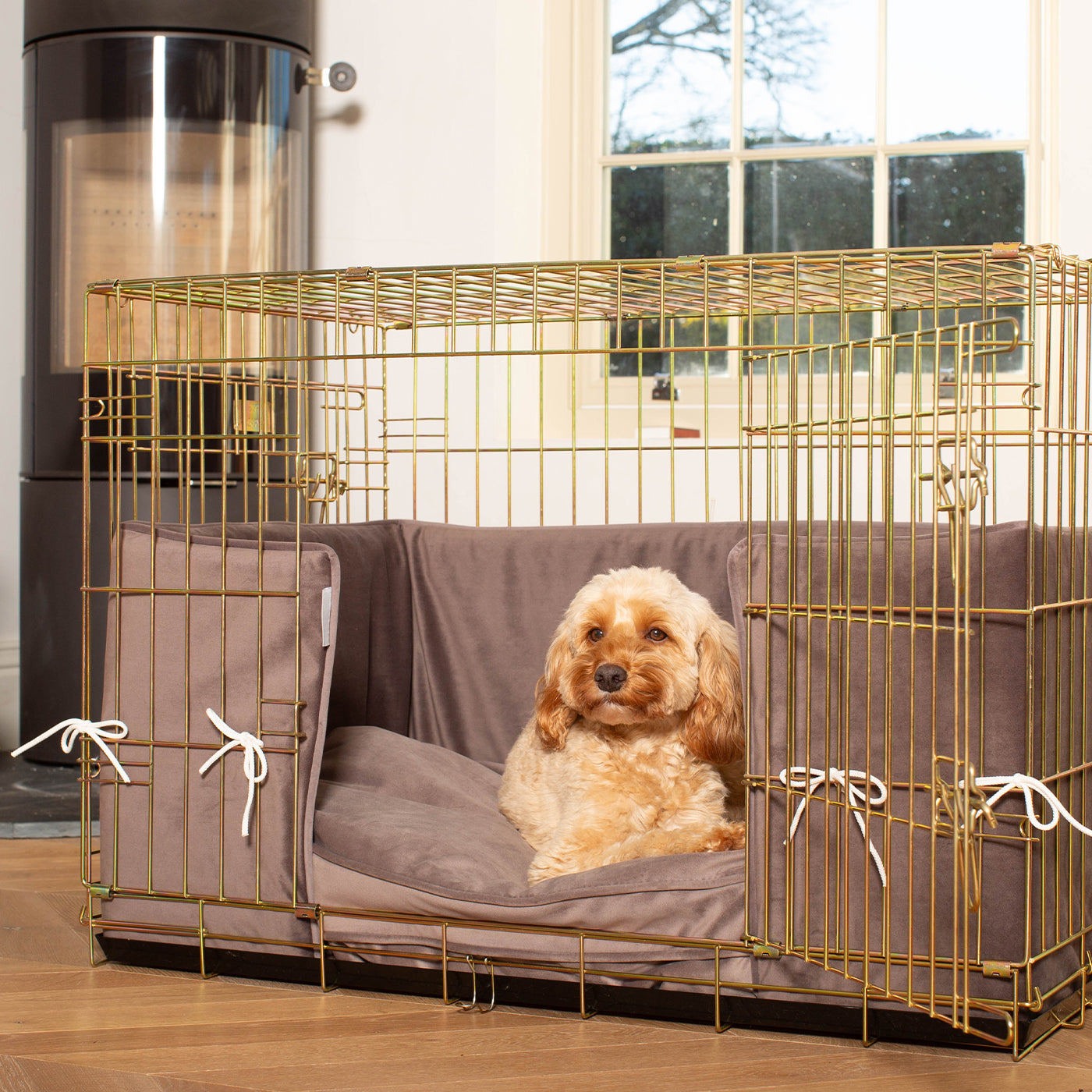 Dog Crate Bumper in Silt Velvet by Lords & Labradors