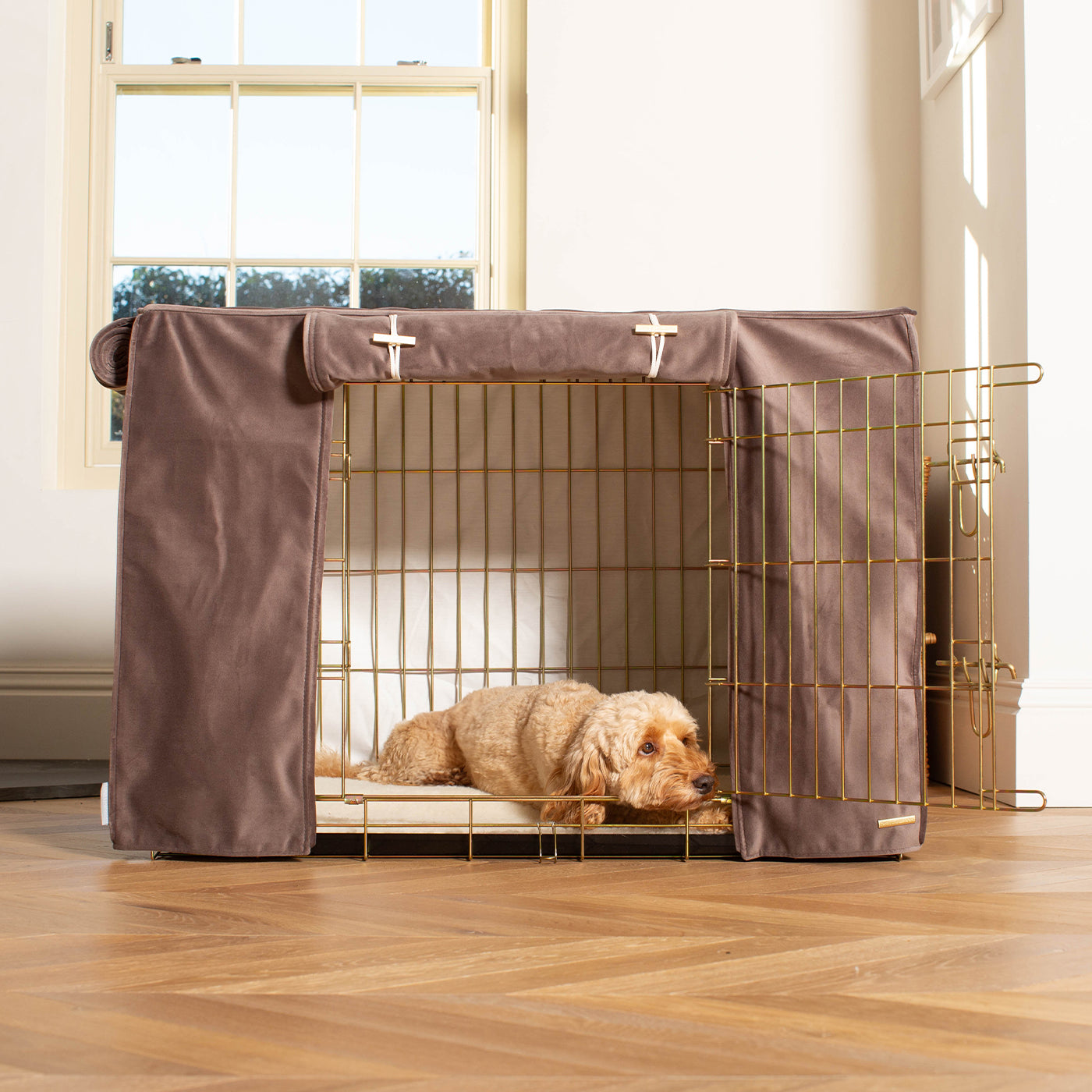 Dog Crate Cover In Silt Velvet by Lords & Labradors
