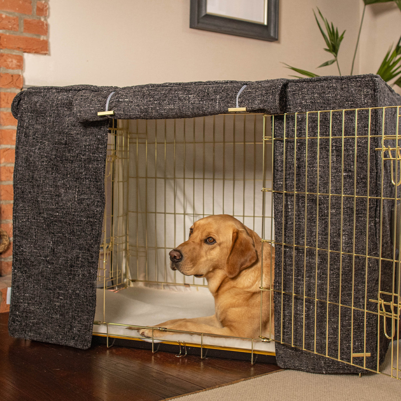 Dog Crate with Crate Cover in Obsidian Minerals by Lords & Labradors