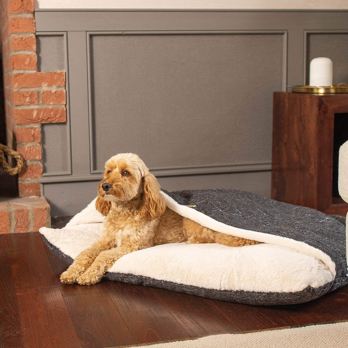 Sleepy Burrows Bed With Removable Cover In Obsidian Minerals by Lords & Labradors