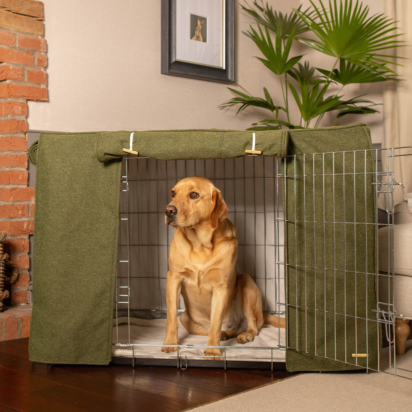 Dog Crate Cover In Moss Orkney Tweed by Lords & Labradors
