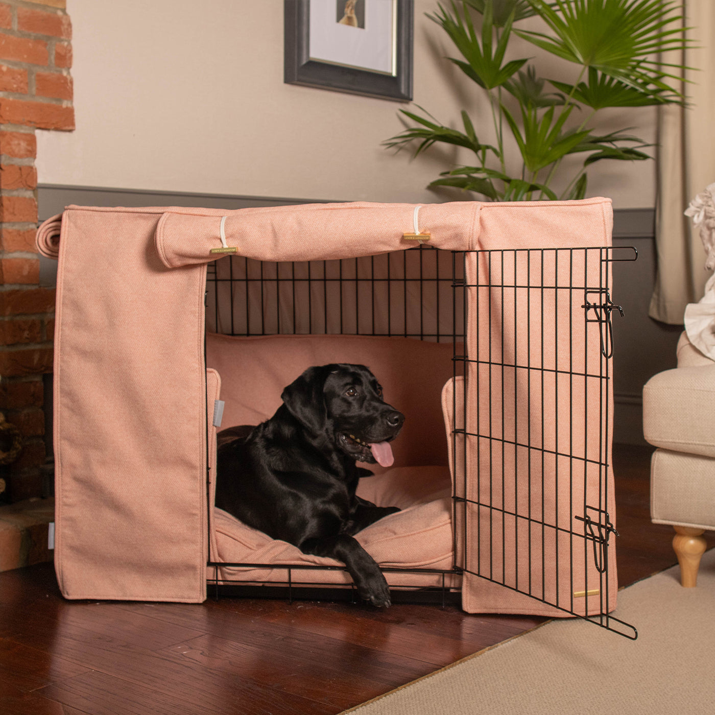 View of Dog Crate Set In Peony Orkney Tweed | Dog Bedding Crate Set | Lords ...
