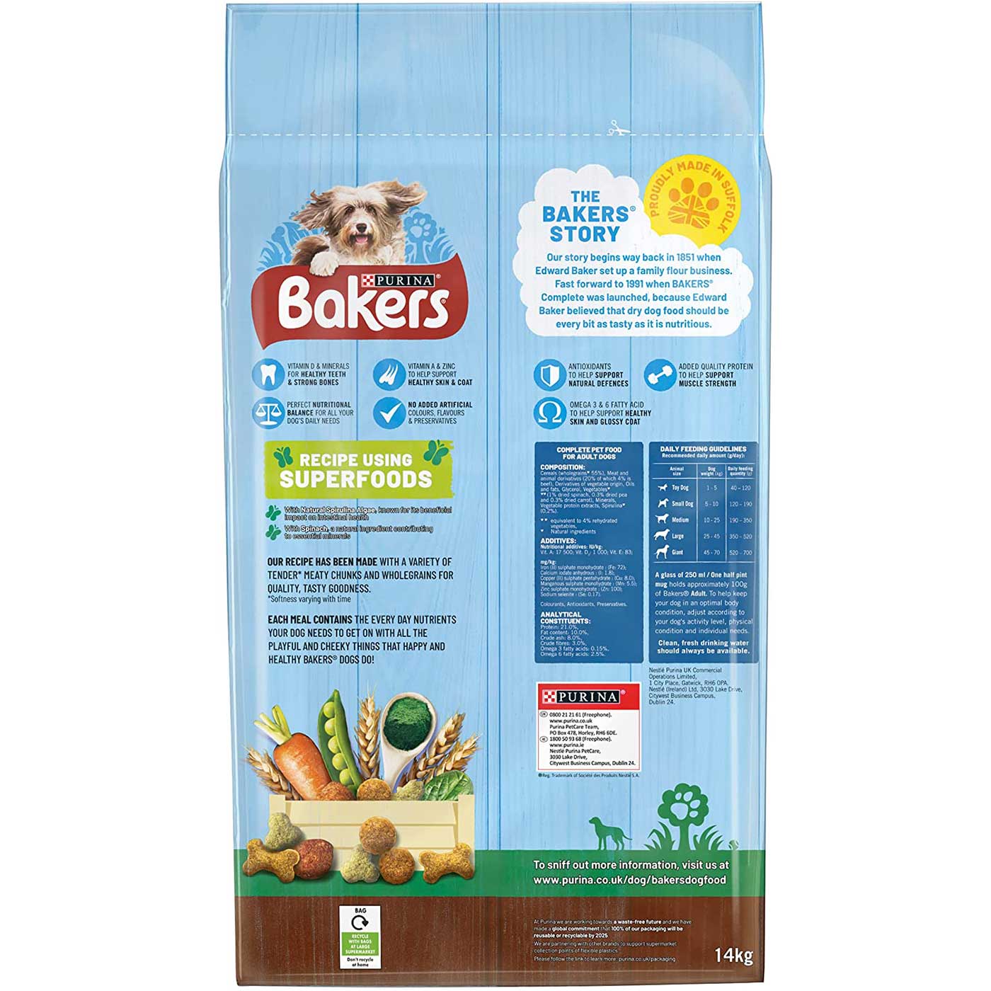 Bakers Adult Dry Dog Food Beef & Veg 14kg