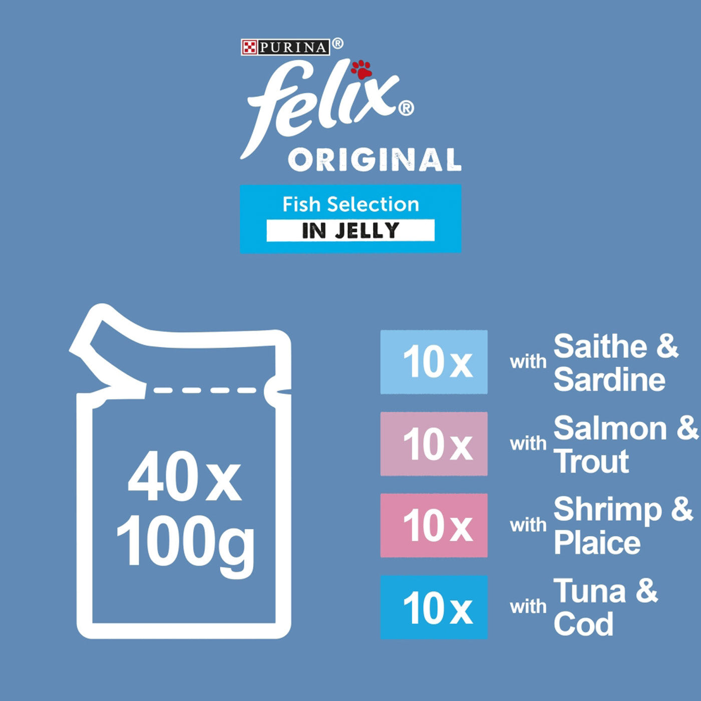 Felix Cat Food Fish Selection In Jelly (40 x 100g)
