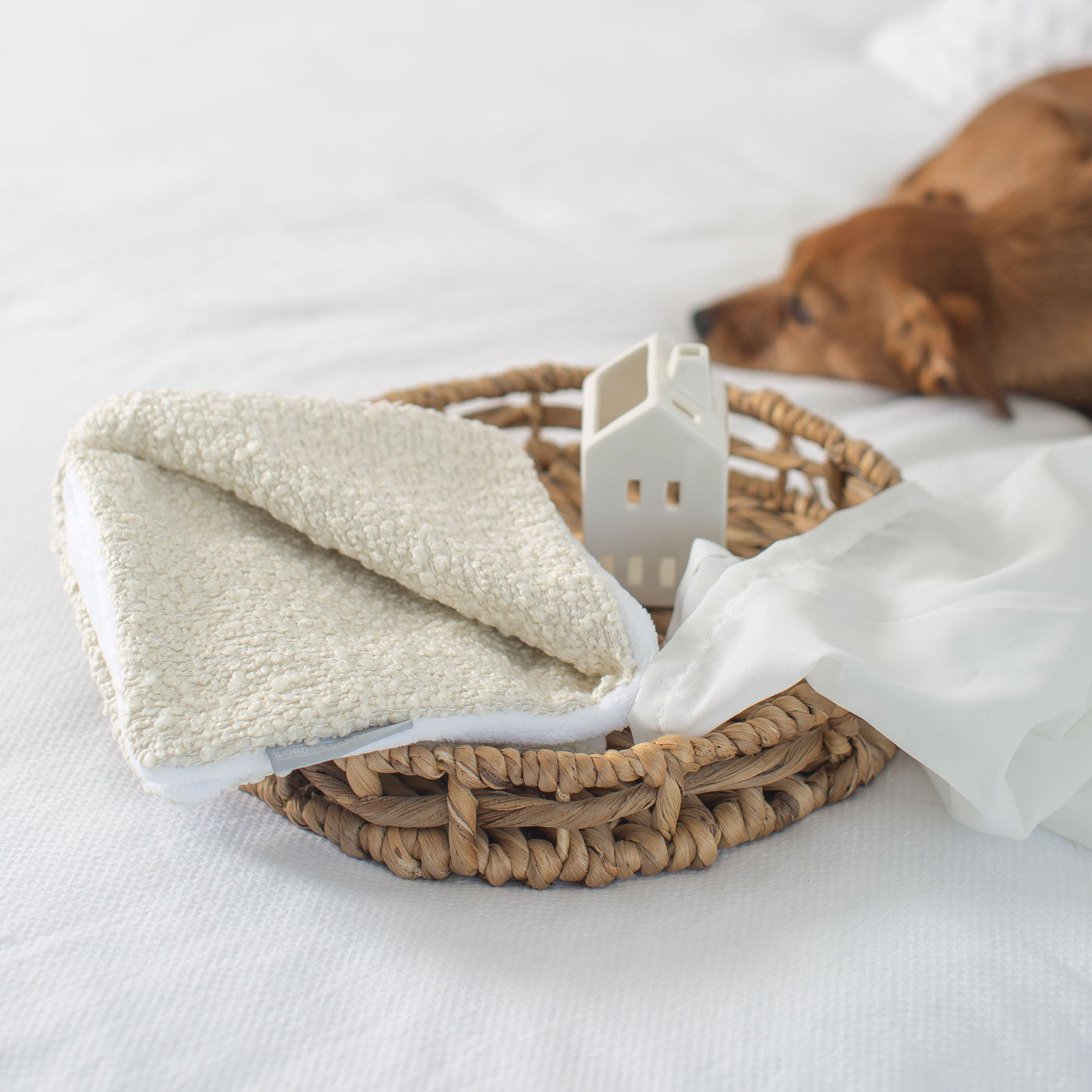 [colour:ivory boucle] Luxury Boucle Pet Scent Blanket collection, In Stunning Ivory Boucle. The Perfect Blanket For Dogs, Available at Lords & Labradors