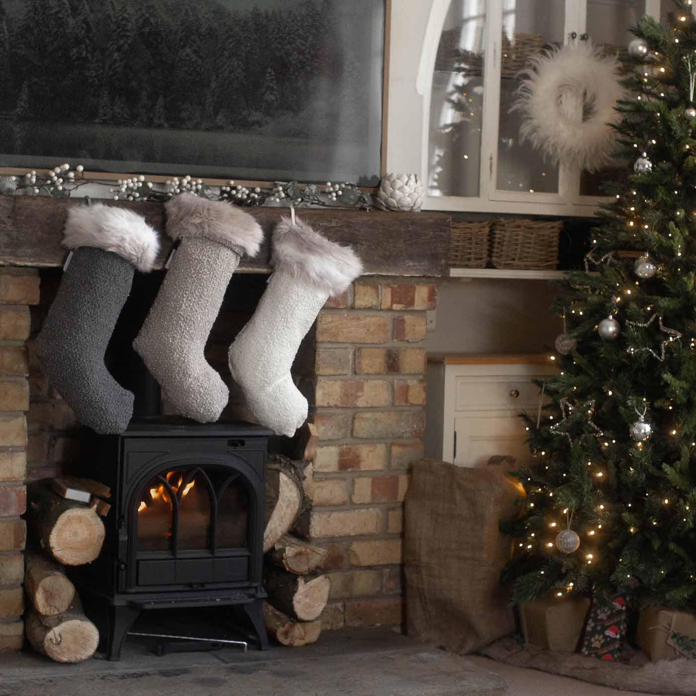 Gift your furry friend the perfect pet Christmas gift with our beautifully crafted Christmas Stocking Sock, fill and gift your pet this festive holiday with the most wholesome gifts for Christmas! Available now in stunning Boucle collection - Mink at Lords & Labradors