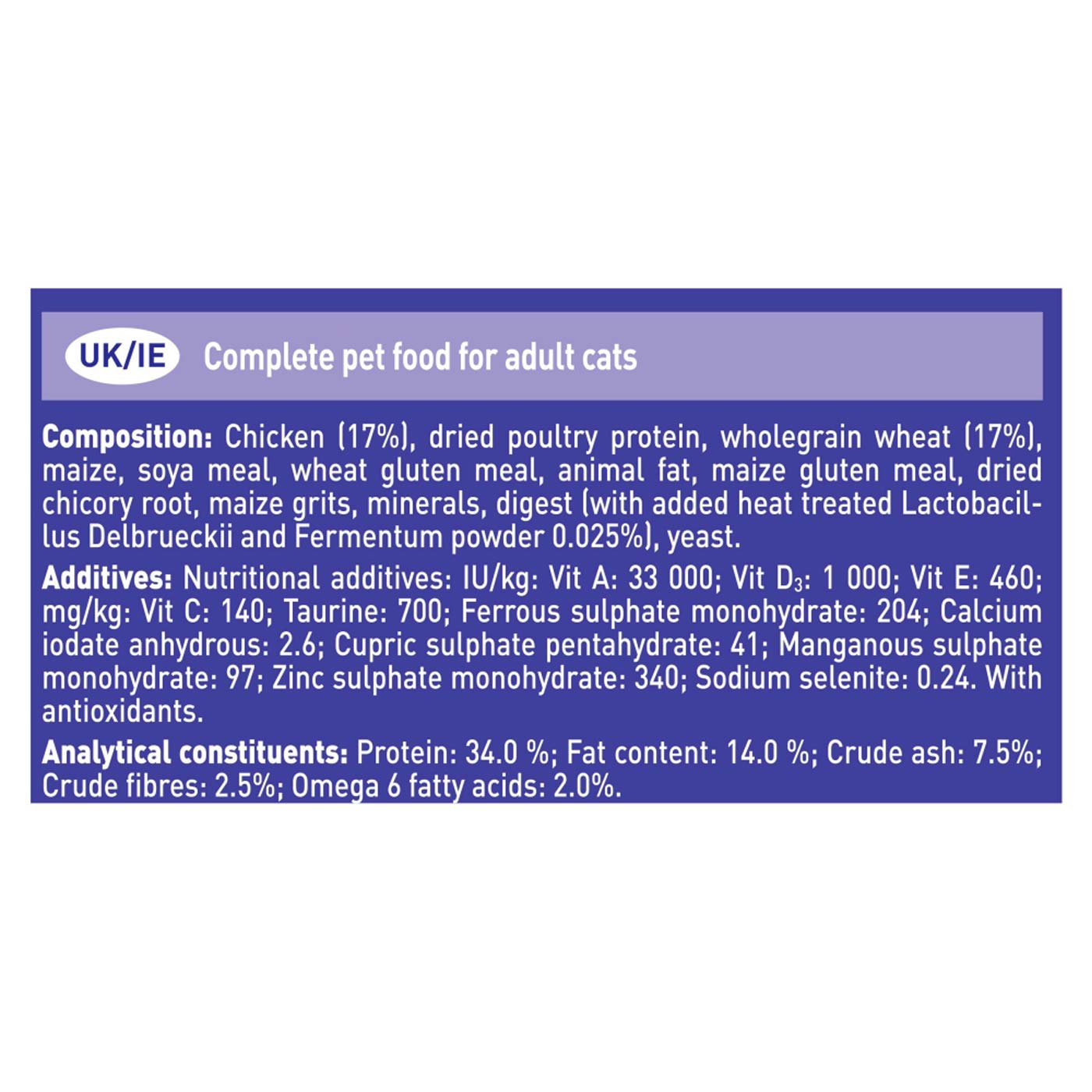 Purina One Adult Cat Chicken and Whole Grain Dry Food 3KG