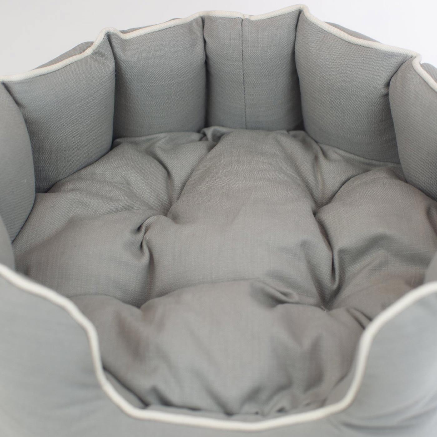 Discover Our Luxurious High Wall Bed For Cats, Featuring inner pillow with plush teddy fleece on one side To Craft The Perfect Cats Bed In Stunning Stone Oatmeal! Available To Personalise Now at Lords & Labradors