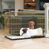 Gold Dog Crate with Cosy & Calming Puppy Crate Bed in Ivory Bouclé By Lords & Labradors