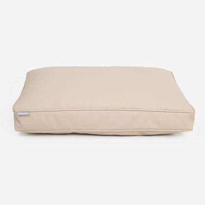 [color:sand] Luxury Dog Cushion in Rhino Tough Faux Leather in Sand, The Perfect Pet Bed Time Accessory! Available Now at Lords & Labradors