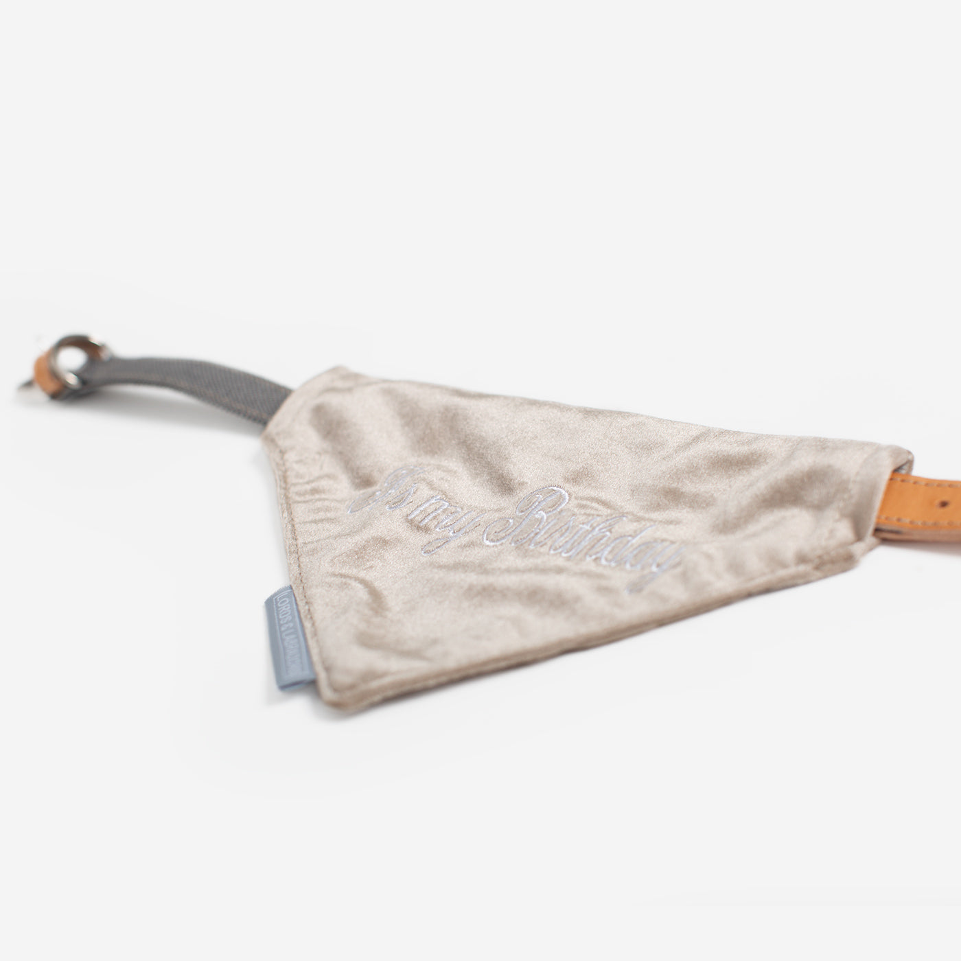 Discover The Perfect Bandana For Dogs, 'It's My Birthday’ Bandana In Luxury Mushroom Velvet, Available To Personalise Now at Lords & Labradors