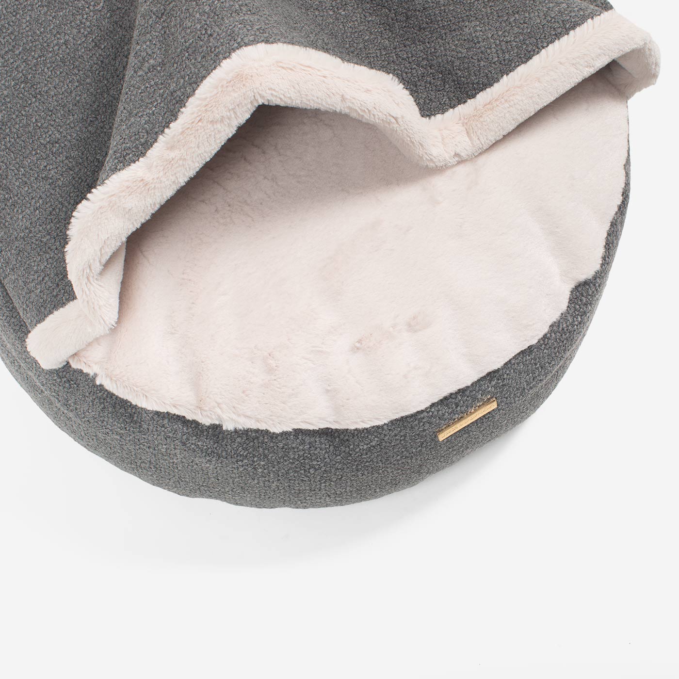 Discover This Luxurious Dog Den, Made Using Beautiful Herdwick Fabric To Craft The Perfect Den For Dogs! In Stunning Graphite, Available Now at Lords & Labradors