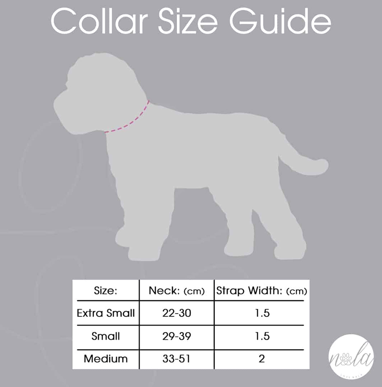 Love Nala Purple Nala Collar Collar Sizing Guide