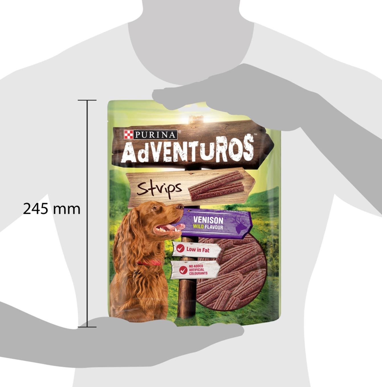 Purina adventuros strips dog treat venison 90g size guide