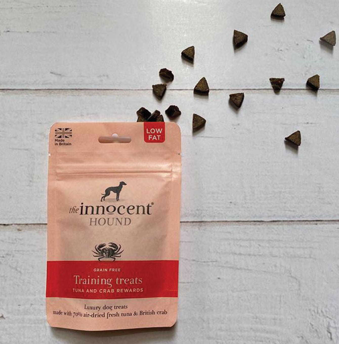 The Innocent Hound crab and tuna training treats top view