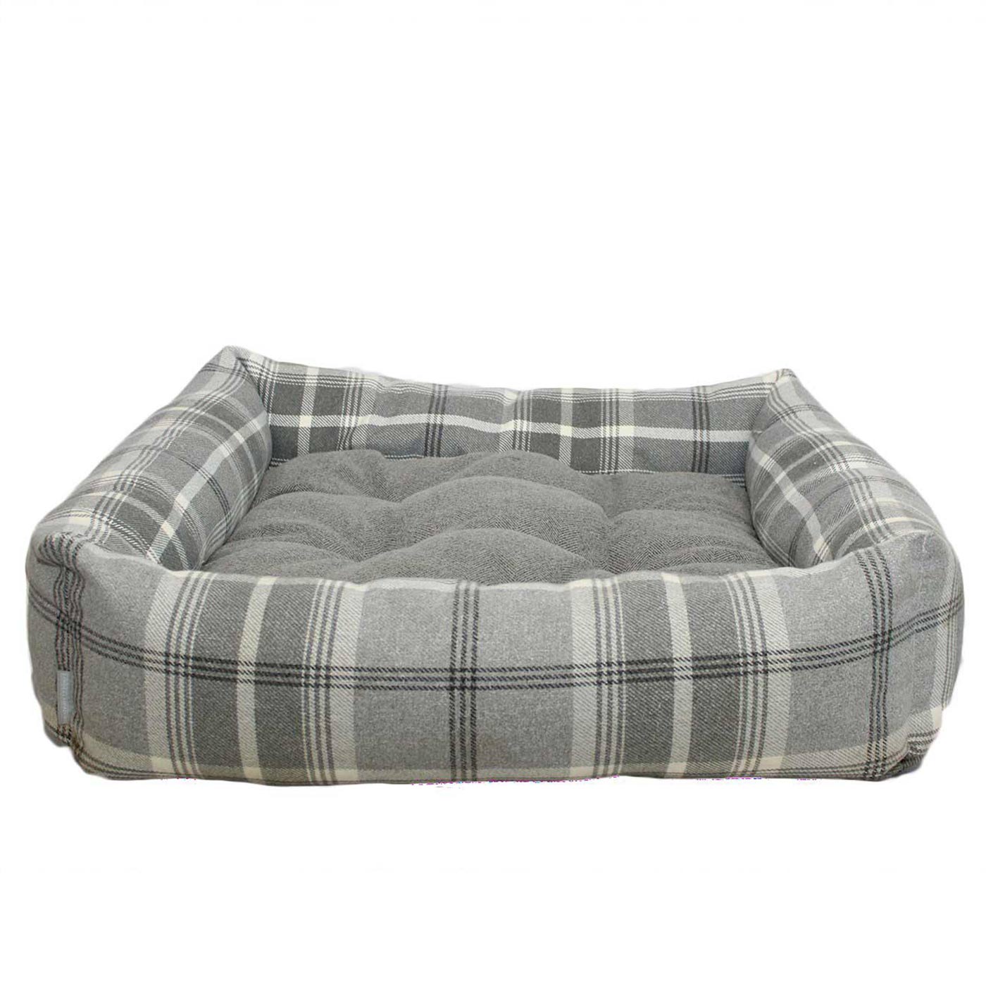 Luxury Handmade Box Bed For Dogs in Balmoral Dove Grey Tweed, Perfect For Your Pets Nap Time! Available To Personalise at Lords & Labradors