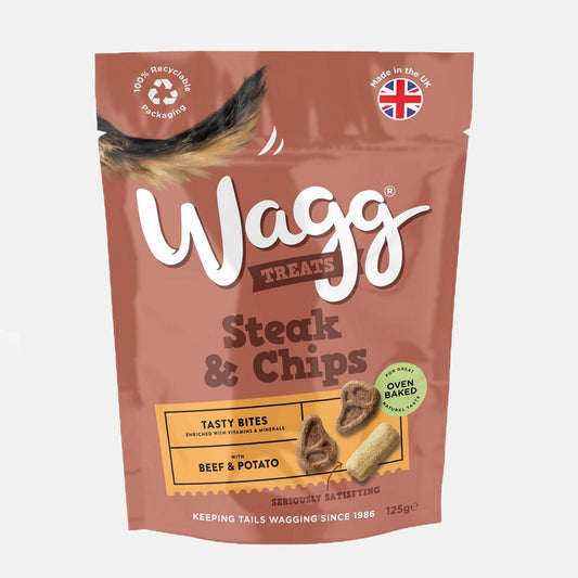 Wagg Tasty Steak & Chips Dog Treats 125g