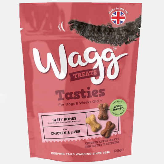 Wagg Tasty Bones with Chicken & Liver Dog Treats 125g