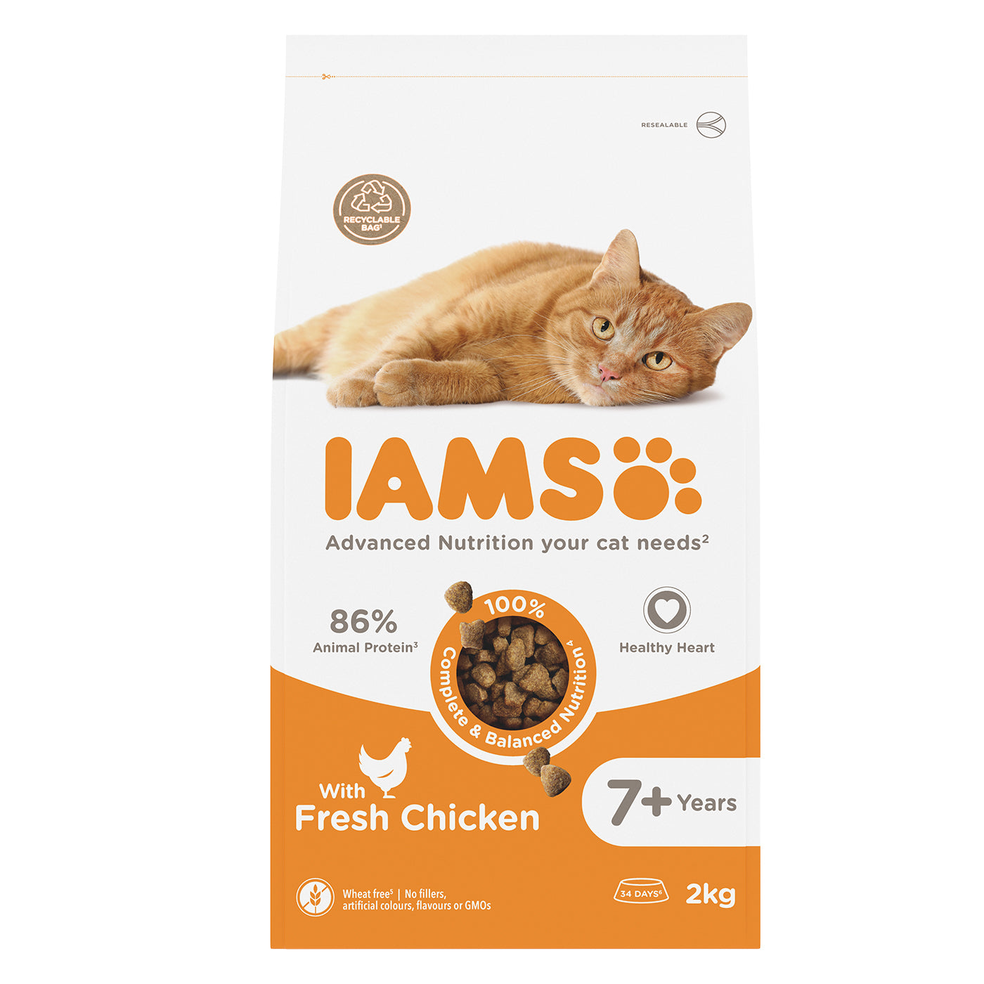IAMS Vitality Senior Dry Cat Food With Chicken 2KG