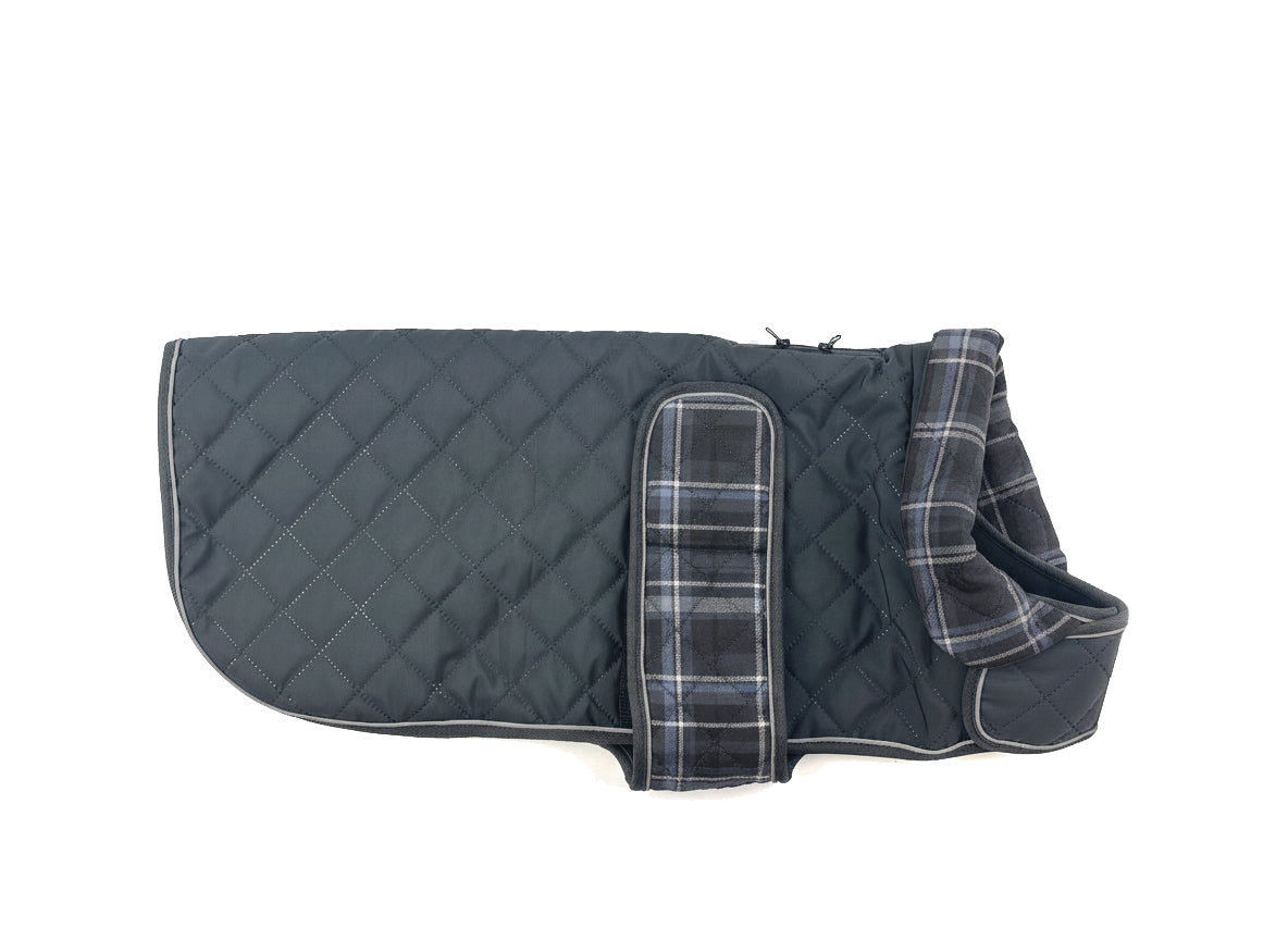 Go Walk Grey Quilted Classic Patterned Dog Coat