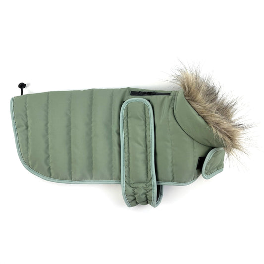 Go Walk Khaki Green Puffer Dog Coat