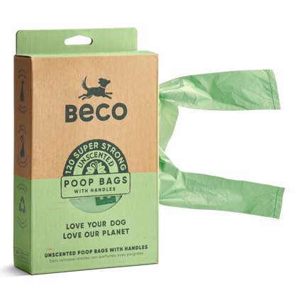 Beco Poop Bags Unscented with Handles - 120 bags