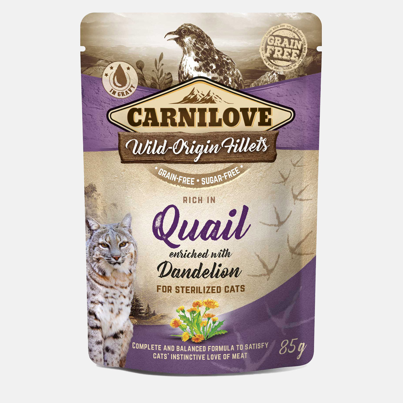 Carnilove Quail with Dandelion Adult Cat Food (24x85g)