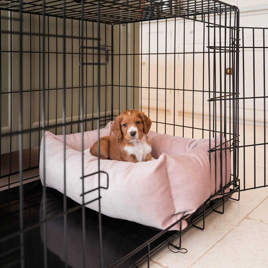 Cosy & Calming Puppy Crate Bed In Blossom Velvet By Lords & Labradors
