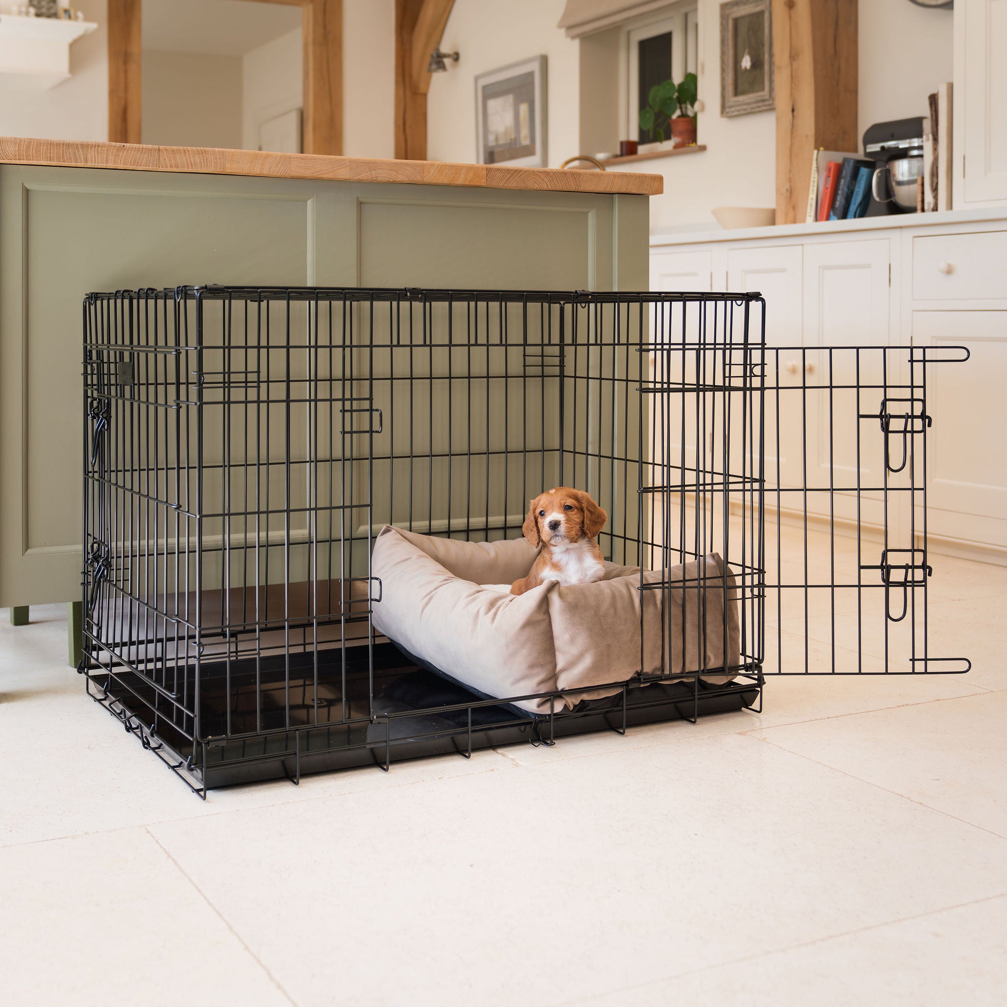 Velvet Cosy & Calm Luxury Puppy Crate Bed In Clay | Lords & Labradors