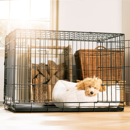 Cosy & Calming Puppy Crate Bed - Calming Anti-Anxiety Cream Faux Fur